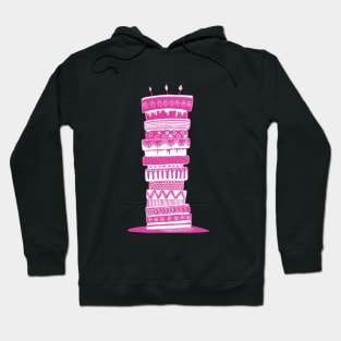 Multi-Layered Cake Linocut - Pink and Blue Hoodie